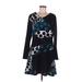 Serengeti Casual Dress - A-Line V Neck Long sleeves: Black Polka Dots Dresses - Women's Size Large