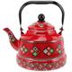 GANAZONO Floral Ceramic Enamel Teapot Tea Kettle for Stovetop Porcelain Enamel Teakettle Water Boiling Kettle Kitchen (Red)