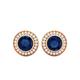 7 mm Round Shape Blue Sapphire 925 Sterling Silver Solitaire Minimalist Delicate Bezel Set Women Stud Earrings, Rose Gold Vermeil