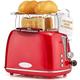 Proficoo KPC-TA 1193 Vintage Style Toaster with 2 Slices, Stainless Steel Housing, Adjustable Polishing Function, Centring Function, Drawers, Crumb Collector, Red Stainless Steel