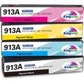 KINGWAY 913A Ink Cartridges for HP 913 913A Ink Compatible with HP PageWide MFP 377dw 352dw PageWide Pro 477dw MFP p57750dw 452dw 452dn 552dw 577dw Black Cyan Magenta Yellow Multipack of 4 Colour