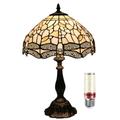 Uziqueif BeigeTiffany Lamps,12 inch Stained Glass Lamp, Vintage Tiffany Style Lamp, Dragonfly Tiffany Table Lamp, Table Lamps for Living Room Bedroom Library