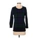 Lands' End Pullover Sweater: Blue Plaid Tops - Women's Size Small