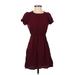 Old Navy Casual Dress - Mini High Neck Short sleeves: Burgundy Solid Dresses - Women's Size X-Small