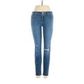 Fidelity Denim Jeggings - Low Rise Skinny Leg Boyfriend: Blue Bottoms - Women's Size 27 - Distressed Wash