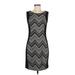 En Focus Studio Casual Dress - Sheath Scoop Neck Sleeveless: Black Chevron/Herringbone Dresses - Women's Size 8