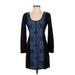 Plenty By Tracy Reese Casual Dress - Mini Scoop Neck 3/4 sleeves: Black Print Dresses - Women's Size 2 Petite