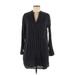 H&M L.O.G.G. Casual Dress - Shift V-Neck Long sleeves: Black Print Dresses - Women's Size 6