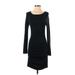 Express Casual Dress - Sheath Scoop Neck Long sleeves: Black Print Dresses - Women's Size Small