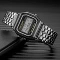 Montres numériques LED de luxe pour hommes acier inoxydable or argent montre électronique mode