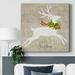 The Holiday Aisle® Flying Reindeer II On Canvas Print Canvas, Solid Wood in Brown/Green/White | 8 H x 8 W x 1.5 D in | Wayfair