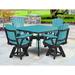 Highland Dunes Alyxzander Square 4 - Person 44" L Outdoor Dining Set Plastic in Blue/Black | 44 W x 44 D in | Wayfair