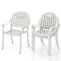 Astoria Grand 4 Pieces Cast Aluminum Patio Chair Bistro Dining Chair Outdoor Cast Aluminum Chair Metal in White | 35 H x 26 W x 24 D in | Wayfair