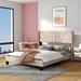 Latitude Run® Marilee Queen Size Velvet Platform Bed Upholstered/Velvet in Brown | 46.9 H x 66.7 W x 84.4 D in | Wayfair