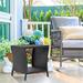 Winston Porter Perle Square 17.7" L x 17.7" W Outdoor Side Table Wood/Wicker/Rattan in Black/Brown | 19.7 H x 17.7 W x 17.7 D in | Wayfair