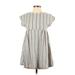Audrey 3+1 Casual Dress - Popover: Gray Stripes Dresses - Women's Size Small