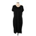 32 Degrees Casual Dress - Sheath V Neck Short sleeves: Black Print Dresses - Women's Size Large