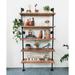 5 Tier Industrial Ladder Shelf Bookcase, Wall Mounted Wood Metal Pipe Rustic Bookshelf for Living Room - 10"D x 36"W x 70"H