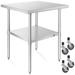 24x24 Inch NSF Commercial Stainless Steel Prep & Work Table w/ Wheels - 24" x 24"