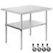 30x48 Inch NSF Commercial Stainless Steel Prep & Work Table w/ Wheels - 30" x 48"