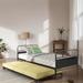 Twin Size Metal Daybed Platform Bed Frame with Trundle Built-in Caster,Space Saving,Easy Assembly