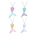 4pcs Mermaid Tail Necklaces Gorgeous Fishtail Pendant Necklace Mermaid Tail Necklace for Mermaid Birthday Supplies ( Mixed Color )