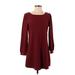 TOBI Casual Dress - A-Line: Burgundy Solid Dresses - Women's Size Small