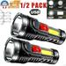 1/2 Pack Rechargeable LED Flashlight Torch Tactical USB Rechargeable & Battery