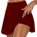 ELFINDEA Summer Dresses for women 2024 Athletic Stretchy Pleated Tennis Skirts Run Yoga Inner Shorts Elastic Sports Golf Skorts Plus Size Wine 3X