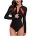 Summer Clearance Sale! TMOYZQ Wetsuit for Womens in Cold Water Front Zip Long Sleeve Shorty Wetsuit Skin Protection Diving Suit for Aerobics Diving Surfing Swimming