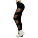 Prolriy Workout Leggings for Women Spliced High Women Fashion Elasticity Grenadine Active Pants Leggings Pants Gym Leggings for Women Tummy Control Compression Yoga Pants Women Black S