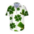 Patrick s Hawaiian Shirts for Men Lucky Green Clover Shamrock Short Sleeve Button Down Shirt Vintage Bowling Shirt