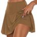 ELFINDEA Summer Dresses for women 2024 Athletic Stretchy Pleated Tennis Skirts Run Yoga Inner Shorts Elastic Sports Golf Skorts Plus Size Brown 4XL