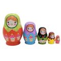 nesting toys 5pcs Lovely Ice Cream Printed Little Belly Girl Russian Nesting Dolls Handmade Wooden Matryoshka Toys Colorful Wood Baby Doll Toy Gift for Kids
