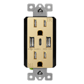 TOPGREENER 3-Port Type C USB Wall Outlet 15 Amp Tamper-Resistant Receptacle Plug Charging Power Outlet with USB Ports UL Listed TU21536AC3-GD Gold