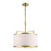 SAFAVIEH Perzeta 3-Light Brass Metal Pendant Light with White Fabric Shade