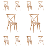 10 PACK Bistro Style Cross Back Driftwood Wood Stackable Dining Chair - X Back Banquet Dining Chair