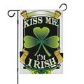 St. Patrick s Day Yard Flags Irish Outdoor Flag St.patrick s Day Shamrock Kiss Me Outdoor Flags 12.5 Ã—18 Burlap Vertical Double Sided Garden Flags for Home Garden Decorations