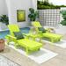 WestinTrends 2pcs of Shoreside Poly Reclining Chaise Lounges with Side Table for Outdoor Patio Garden Lime