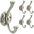 Liberty Hardware (5 Pack) Satin Nickel Nolan Double Prong Hook - 4 1/4