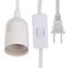 1.8M DIY E26 Lamp Accessories with Line Switch Lamp Head Screw Antique European Plug Wire Chandelier with US Plug (White)