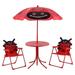 Kids Patio Folding Table and Chairs Set Beetle with Umbrella