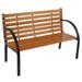 Royard Oaktree 48 Garden Wooden Bench 2-person Classic Outdoor Bench with Slatted Seat and Curved Metal Armrests Vintage Patio Loveseat for Park Porch Backyard