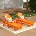 WestinTrends 3 Piece Adirondack Poly Reclining Chaise Lounge With Arms & Wheels Orange