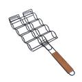 Leyfeng Corn Grill Basket Metal Corn Holder for Grill Wooden Handle Barbecue Adjustable Corn Grilling Basket Non-stick for Outdoor Grill BBQ Tool for Corn Steak Potatoes Chops Kabob