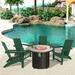 WestinTrends Ashore Modern Folding Poly Adirondack Chair With Round Fire Pit Table Dark Green