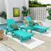 WestinTrends 2pcs of Shoreside Poly Reclining Chaise Lounges with Side Table for Outdoor Patio Garden Turquoise