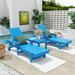 WestinTrends 2pcs of Shoreside Poly Reclining Chaise Lounges with Side Table for Outdoor Patio Garden Pacific Blue