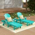 WestinTrends 3 Piece Adirondack Poly Reclining Chaise Lounge With Arms & Wheels Turquoise