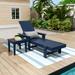 WestinTrends Shoreside Poly Reclining Chaise Lounge With Side Table for Outdoor Patio Garden Navy Blue